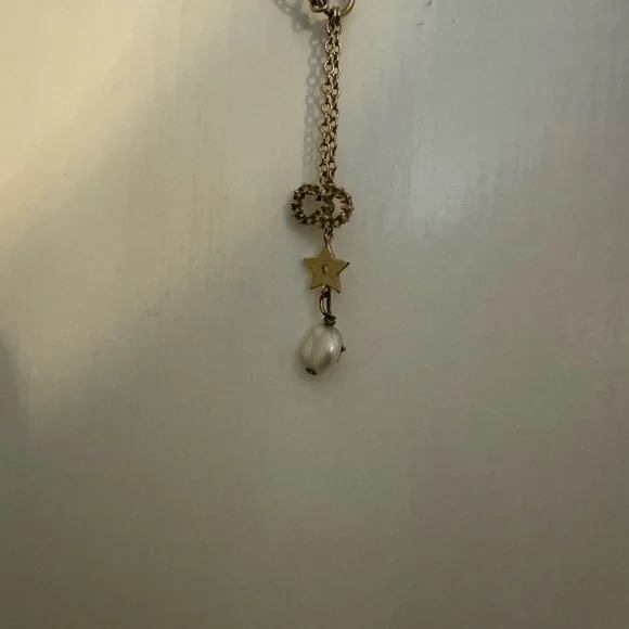 Christian Dior Gold Necklace with Star and Pearl Charms/ cd and stone - Picture 5 of 5